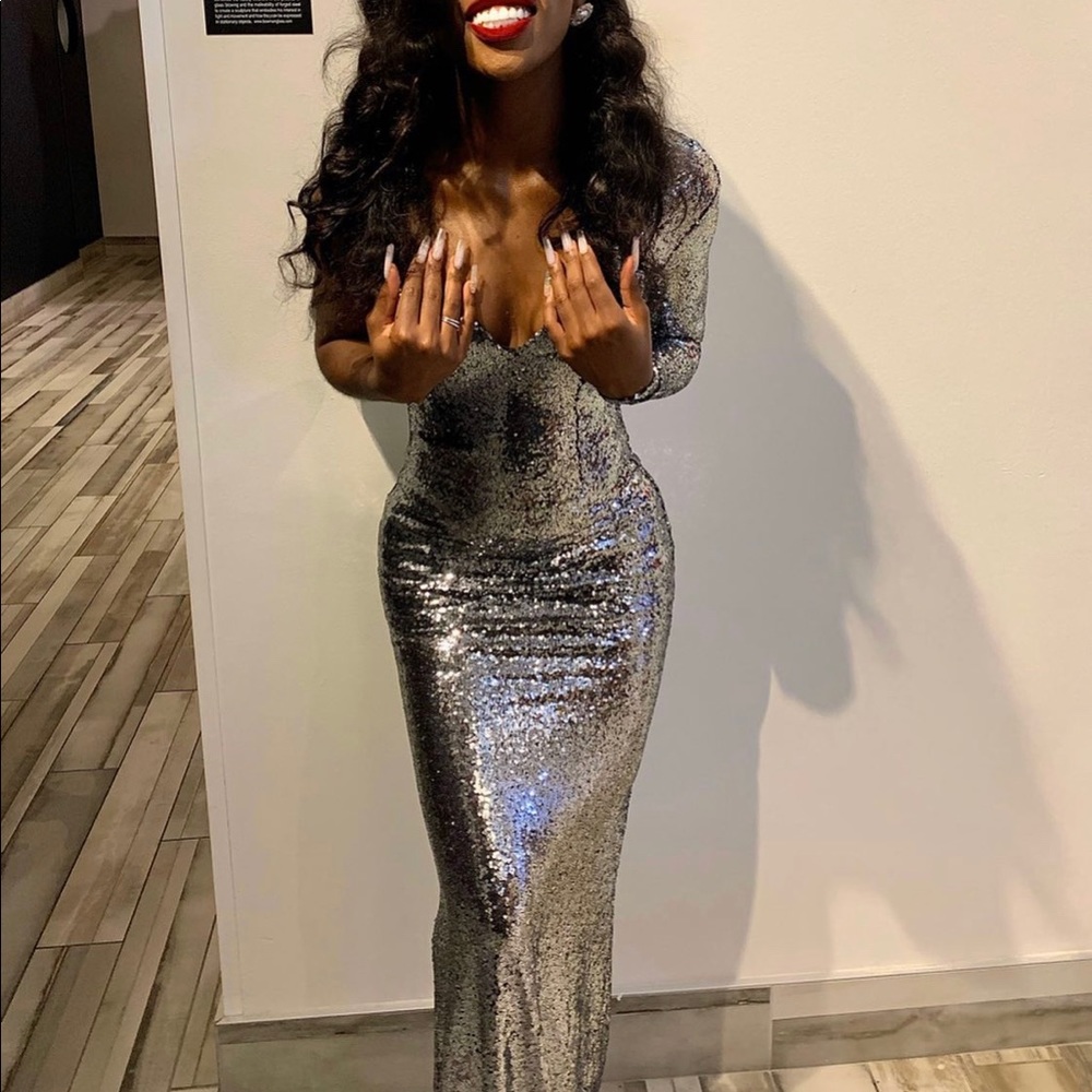 Silver sequin dress